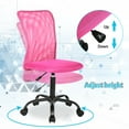 thumbnail image 6 of Armless Office Chair Mesh Desk Chair Adjustable Mesh Computer Chair No Arms Task Rolling Chair with Quiet 360° Swivel Wheels for Adults, Pink, 6 of 7