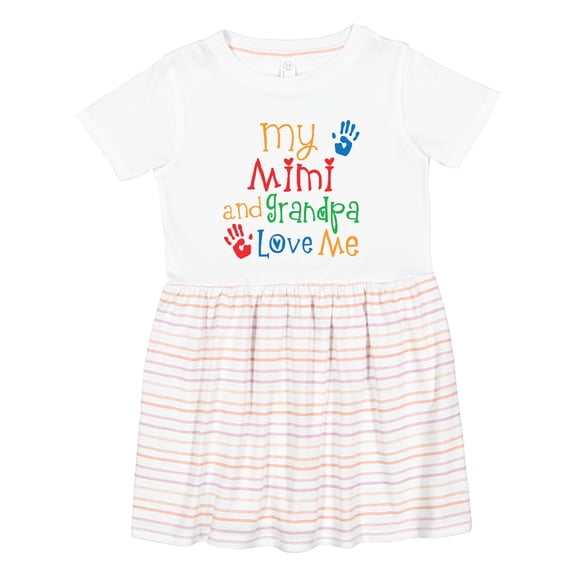Inktastic My Mimi and Grandpa Love Me Girls Toddler Dress
