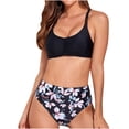 thumbnail image 1 of DPTALR Bikini Femme Poitrine Plissée Maillot de Bain Deux Pièces Imprimé Ensemble de Plage, 1 of 8