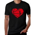 thumbnail image 1 of Camiseta de baloncesto de manga corta con estampado de corazón - 100 % algodón, cuello redondo informal para hombre y mujer - Regalo perfecto para los amantes del deporte, ideal para Navidad. Camiseta, 1 of 7