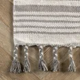 thumbnail image 2 of Rose Stripe Cotton Flatweave Tassel Area Rug in Light Grey Size (5' x 8'), 2 of 5