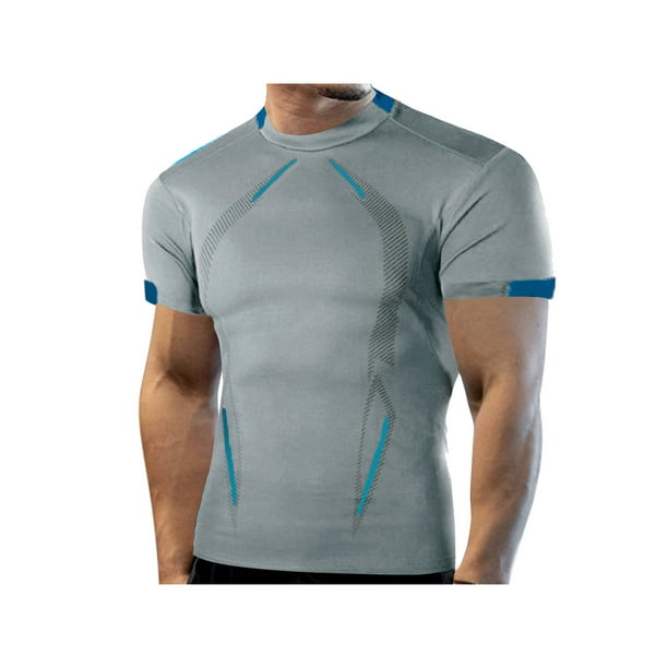 Camiseta deportiva informal Sunloudy para hombre, camisetas deportivas de manga corta con cuello redondo y patrón de rayas para gimnasio de primavera y verano, ropa para hombre Sunloudy moda