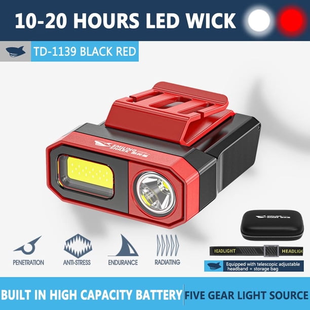 Lámpara Linterna frontal con sensor LED COB, resistente al agua, con tapa con clip, luz de antorcha (roja)