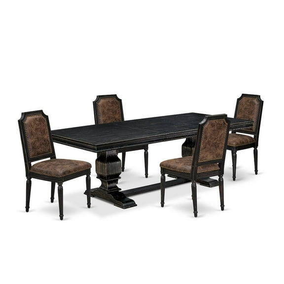 Luxe by East West Furniture 5 piece Dining Room Set consists of a Kitchen Table and 4 Dinner Chairs