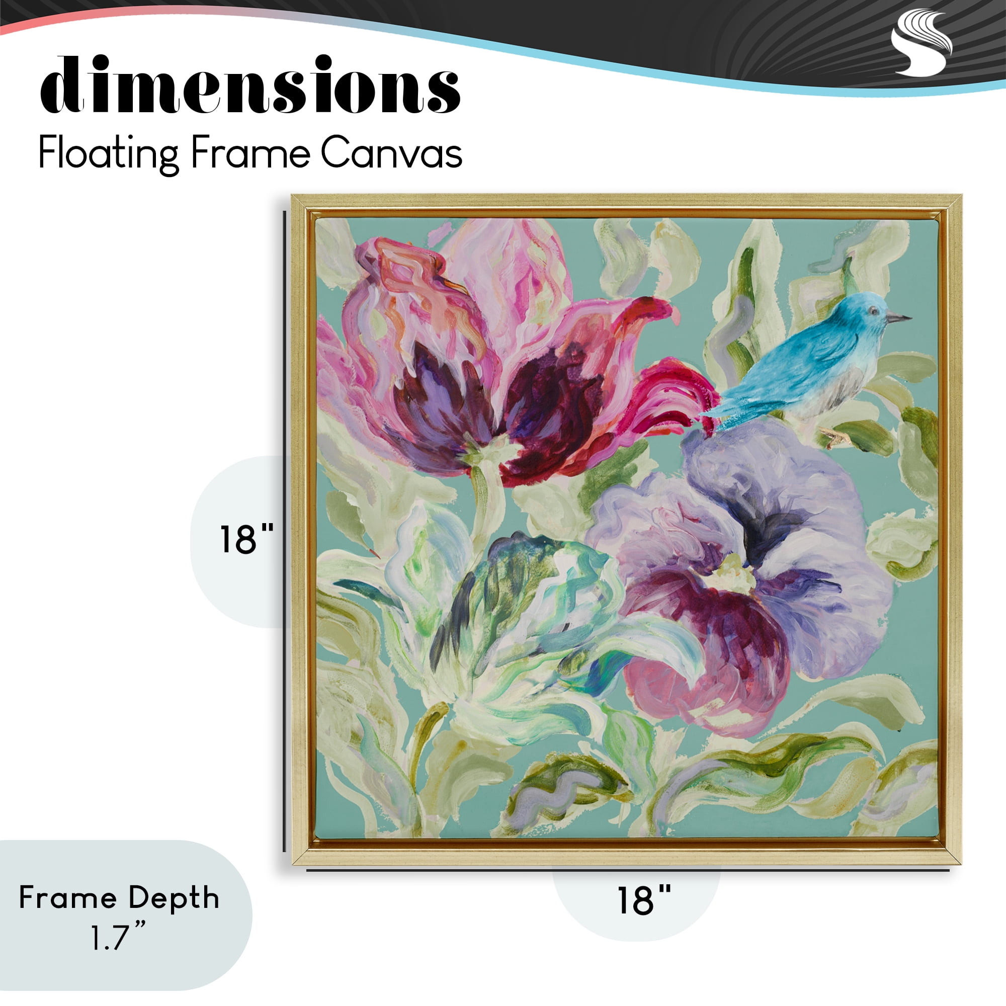 Stupell Industries Lyrical Garden Strokes Gold Framed Floater Canvas Wall Art, design by Lanie Loreth