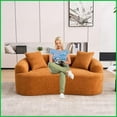thumbnail image 2 of Modern Curved Orange Chenille Loveseat - 65” No-Assembly Compact Sofa for Small Spaces with 3 Pillows, 2 of 26
