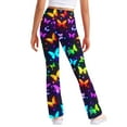 thumbnail image 6 of Odeerbi 2-13 Years Kids Girls Wide Leg Yoga Pants Butterfly Print Workout Dance Athletic Sports Pants Cute Elasticity High Waist Straight Leg Pants, 6 of 9