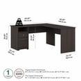 thumbnail image 4 of Bush Furniture Cabot 60W L Shaped Computer Desk with Drawers, Heather Gray, 4 of 7