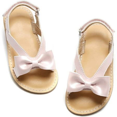 

QWZNDZGR Toddler Girl Sandals - Flower Girl Dress Shoes Open Toe Little Kid Summer Flats