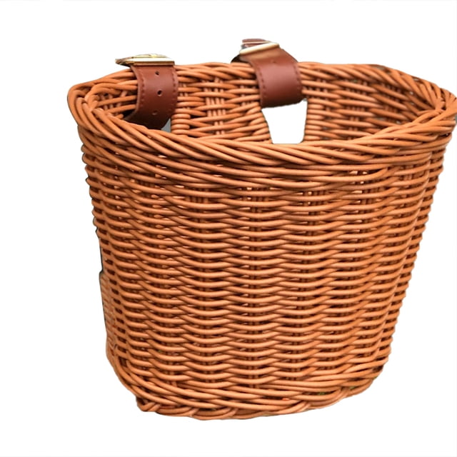 xiaxaixu Solid Color Rattan Bicycle Baskets, Firm Artificial Woven Bicycle Bag