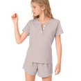 thumbnail image 6 of Coerni Girls Summer 2 Piece Outfits Short Sleeve T Shirts Top and Shorts Clothing Sets with Pockets Teen Crewneck Button Sweatsuit, 6 of 9