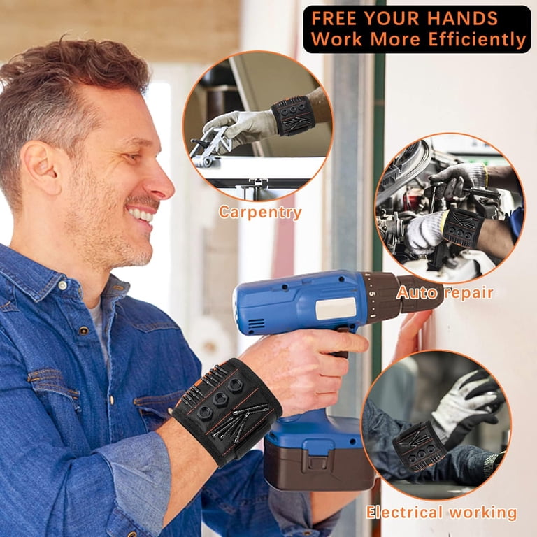 Magnetic Tool Wristband With Mini Level - Holder For Screws, Nails, Tools | DIY & Workshop Gift For Men