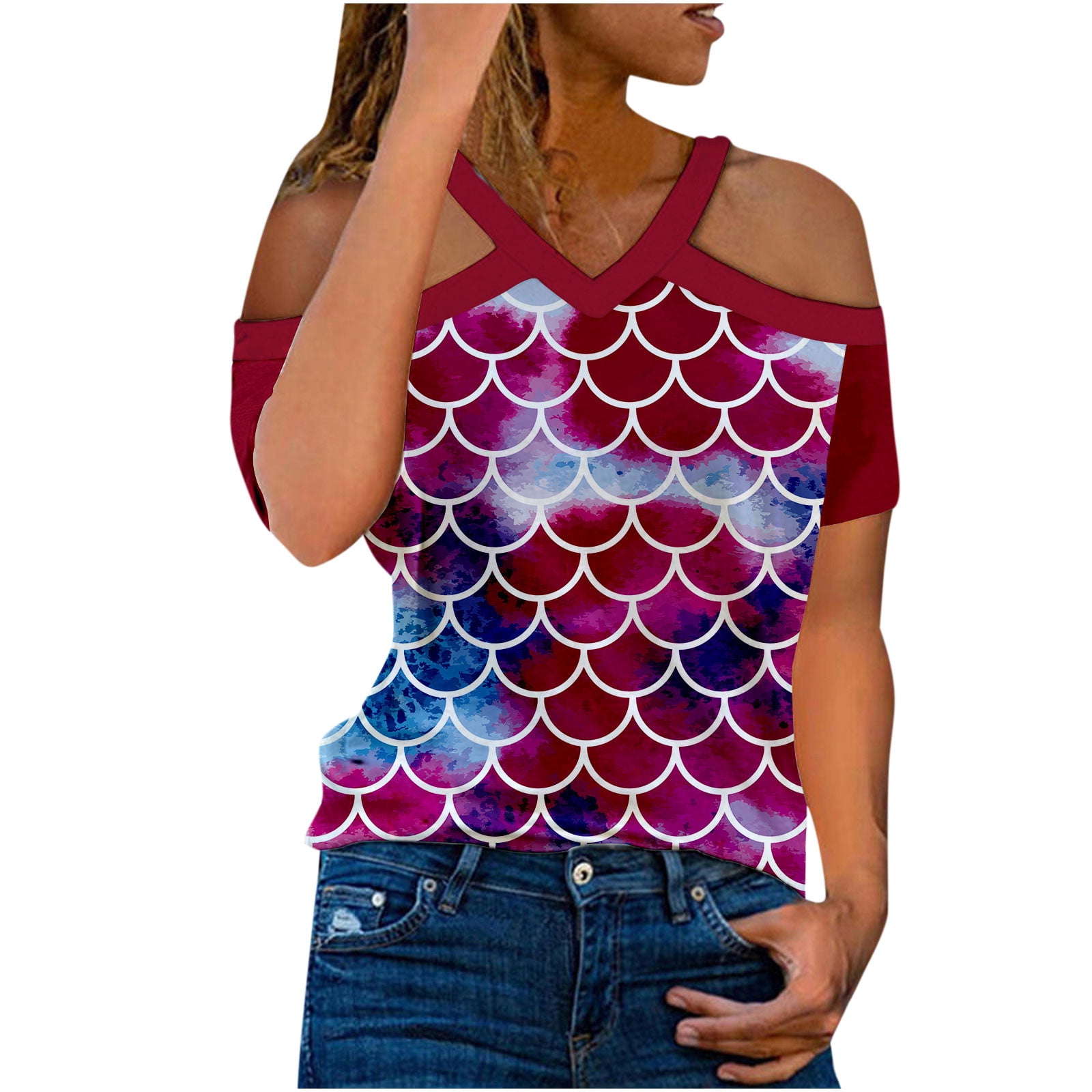 Shoulder ,Red Polyester,Spandex Women 