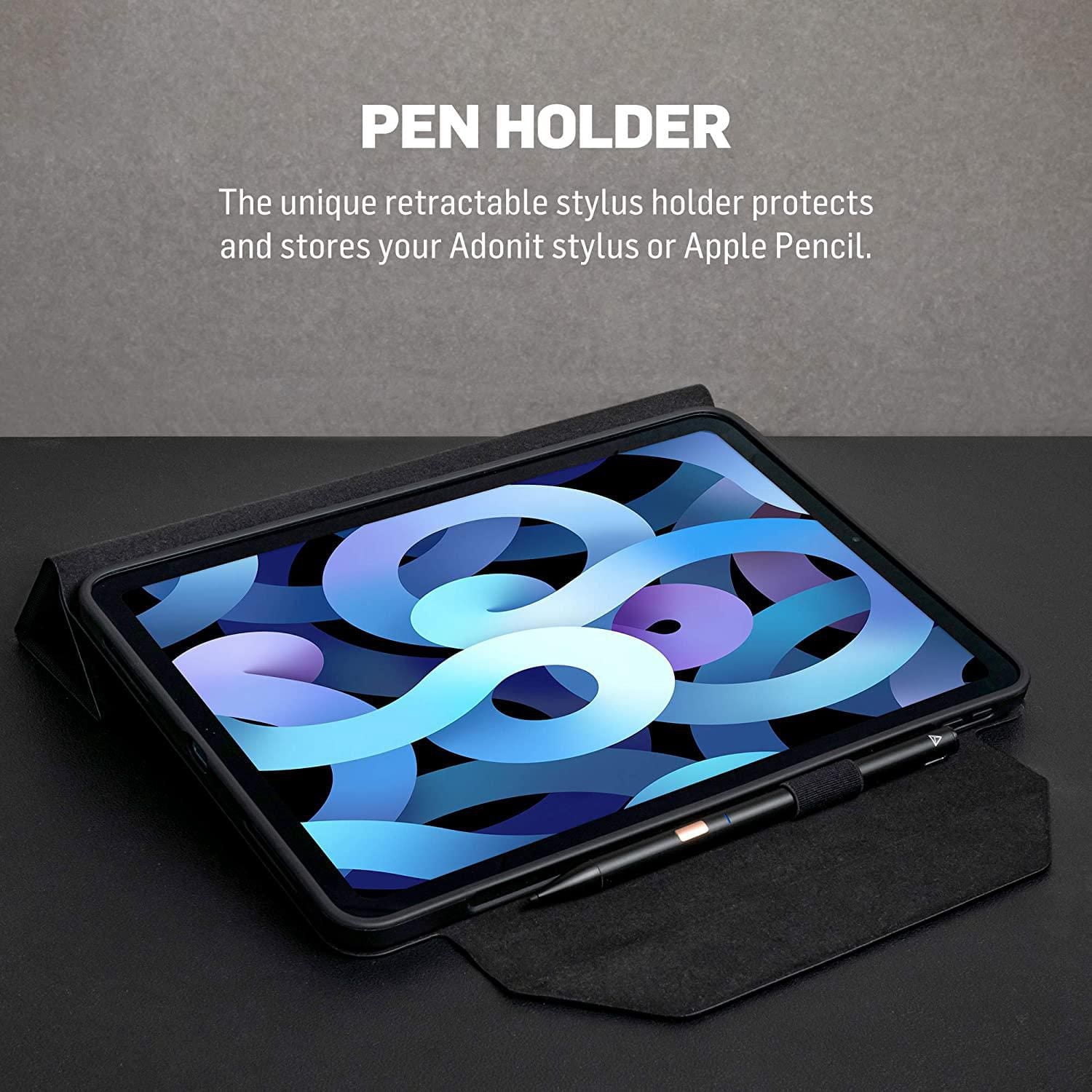 Adonit iPad 10.2 Case 2020 iPad 8th Generation / 2019 iPad 7th Gen Protective, Thin, Magnetic Stand Hard Back Shell Sleep/Wake Smart Cover Case with Pencil Holder for iPad 10.2 Inch