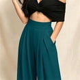thumbnail image 6 of BRELIL Women Plus Size Wide Leg High Waisted Flowy Trousers with Pockets Casual Loose Long Palazzo Pants Baggy Dressy Fall Winter Outfits, Green L, 6 of 6
