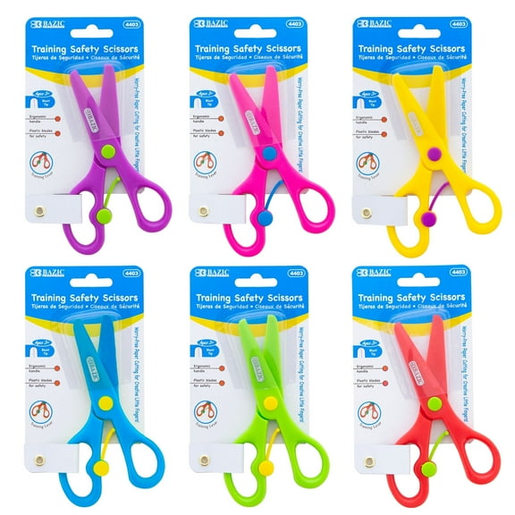 BAZIC Training Scissors 5" School Student Safety Blunt Tip Stainless Steel Scissor, 6-Pack
