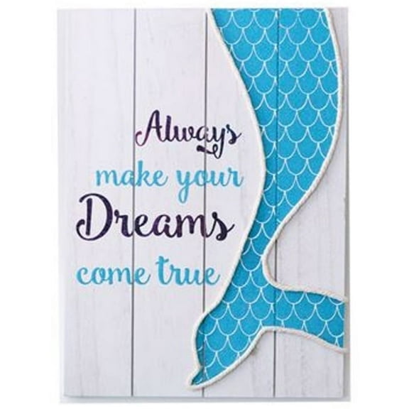 Mermaid Tail Saying Glitter Wall Sign Always Make Your Dreams Come True