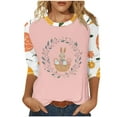 thumbnail image 3 of lcziwo Ofertas Flash Women's Easter Shirts Spring 3/4 Sleeve Round Neck Blouses Cute Rabbit Graphic Tees 2025 Holiday Tops Going Out Outfits Pink XXXL, 3 of 6