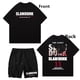 thumbnail image 1 of Chándal con estampado de Slam Dunk para hombre, camiseta de Anime japonés, pantalones cortos, conjunto de 2 piezas, traje informal de verano para exteriores, Manga corta, ropa de calle, 1 of 4