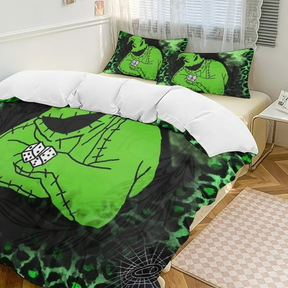 Oogie Boogie Bedding Set Novelty Pattern Soft Microfiber Comforter Set 3 Pieces 1 Duvet Cover 2 Pillow Shams Twin-86"x70"