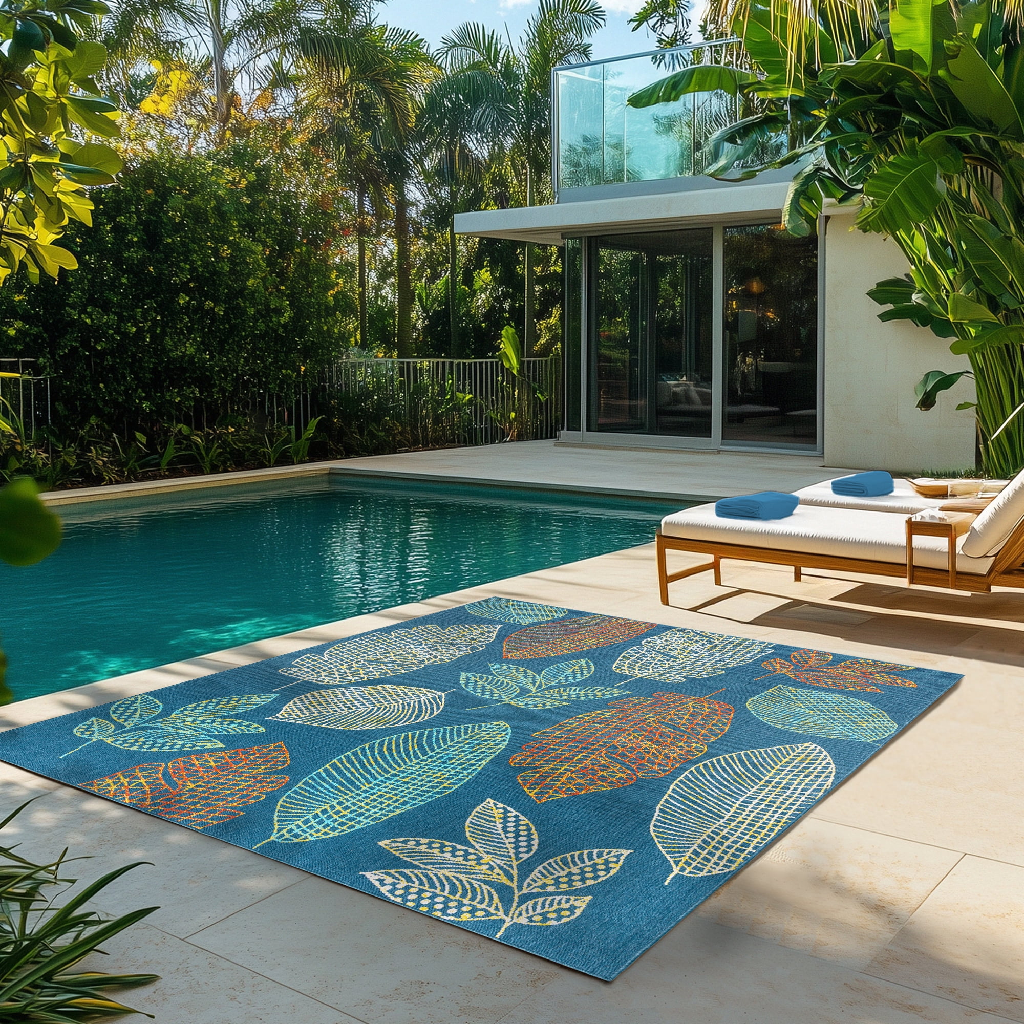 Ziesta Sway Indoor/ Outdoor Polypropylene Navy Machine Made Area Rug, 6x9