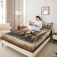 thumbnail image 3 of Castle Fairy Rusic Cabin Bear Queen Sheets 4 Pieces,Woodland Wildlife Queen Sheet Sets,Natural Brown,1 Fitted Sheet, 1 Flat Sheet and 2 Pillowcases, 3 of 6