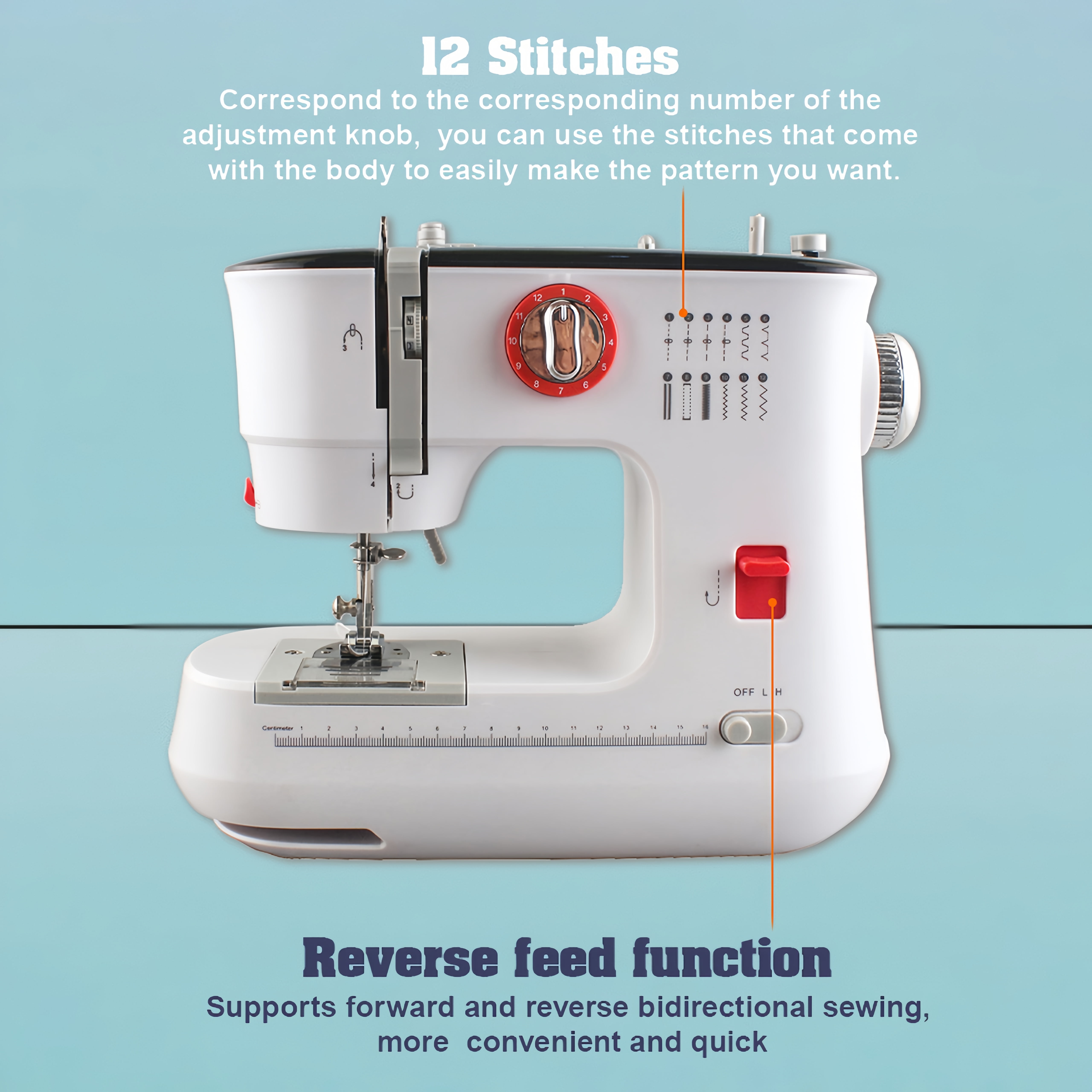 Sewing Machine, 12 Needle Electric Sewing Machine Mini Two-thread Sewing Machine Foot Pedal US 110V, 519 Sewing Machine to Meet Sewing Needs