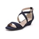 thumbnail image 1 of Sandalia de cuña baja de gamuza azul marino para mujer DREAM PAIRS, talla 11, 1 of 9