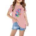 thumbnail image 2 of YLSDY Toddler Girl Summer Short Sleeve T Shirts Cotton Tops Cute Butterfly Print Little Kids Tee Shirt Clothes Pink 5 Years, 2 of 5