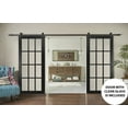 thumbnail image 5 of Sturdy Double Barn Door with | Felicia 3355 Matte Black with Clear Glass | 13FT Rail Hangers Heavy Set | Solid Panel Interior Doors, 5 of 6