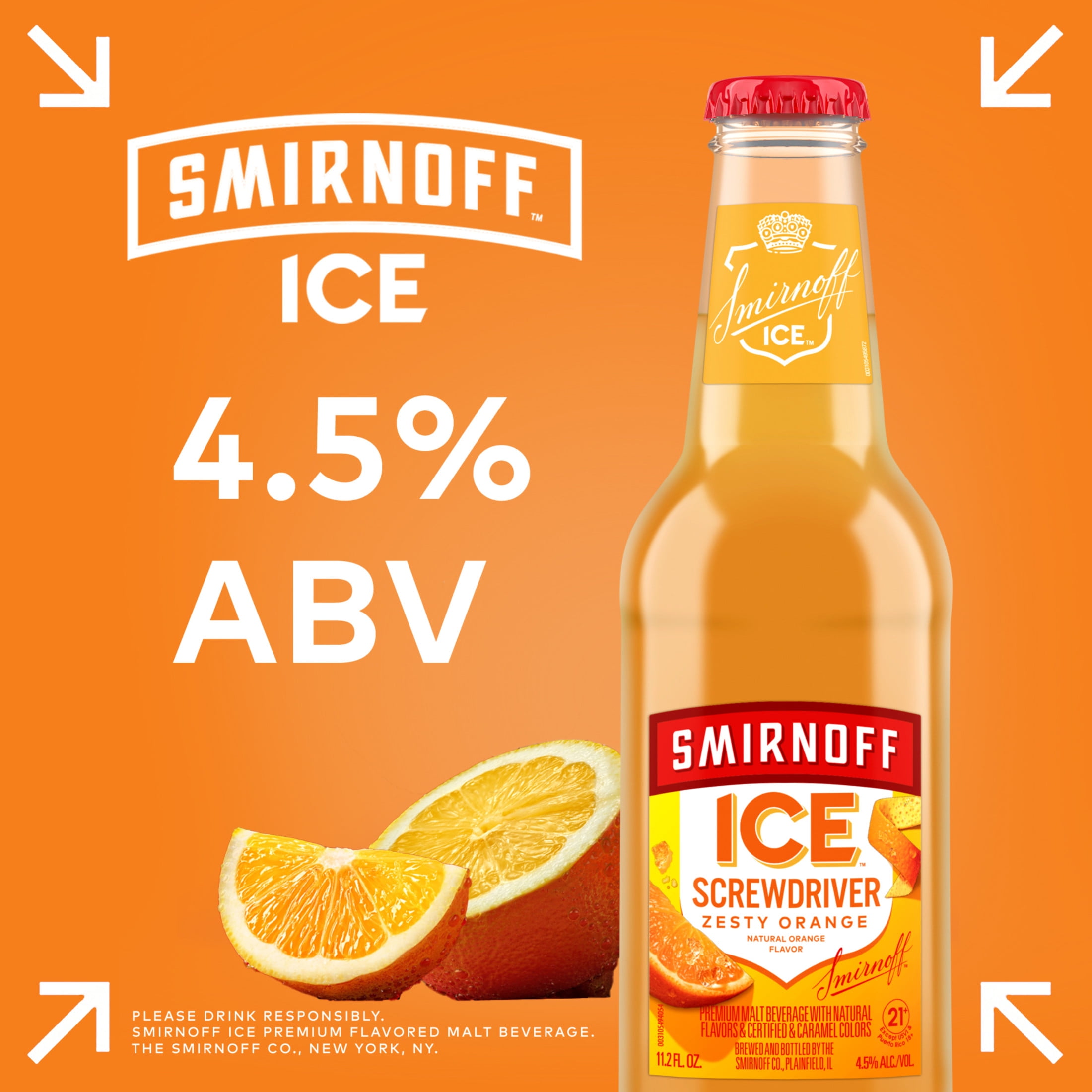 Smirnoff Ice Screwdriver, 6 pack, 11.2 fl oz Bottles, 4.5% ABV