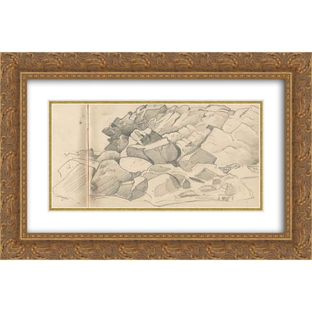Nicholas Roerich 2x Matted 24x16 Gold Ornate Framed Art Print 'Monhegan (study)'