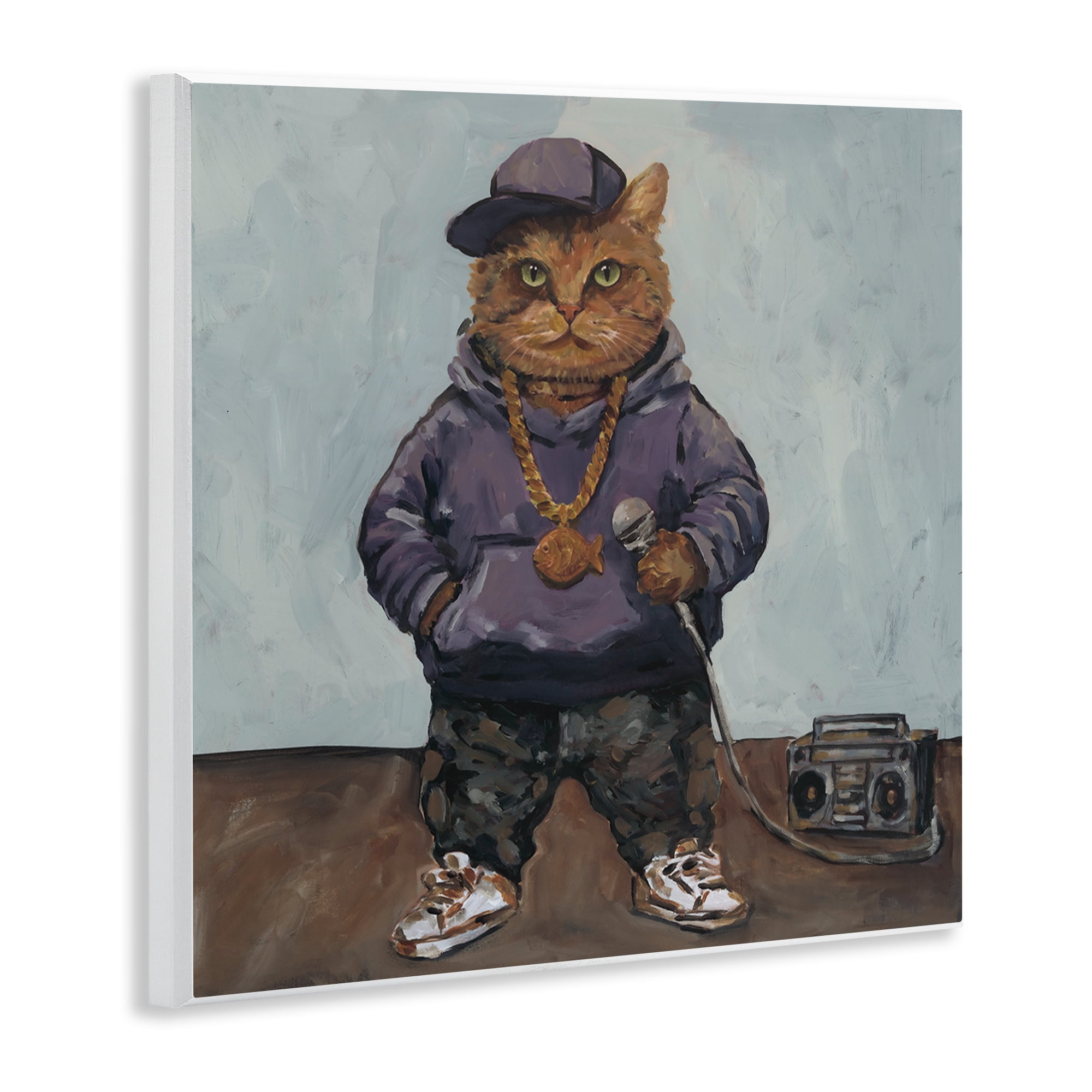 Stupell Industries Urban Hip-Hop Cat Wall Plaque Art, design by Studio Bautista