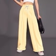 thumbnail image 2 of AherBiu Wide Leg Pants for Women Drawstring Elastic High Waisted Sweatpants Joggers Straight Trousers, 2 of 4