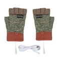 thumbnail image 5 of Jinhomg winter mittens for women men thermal USB Electric Heating Gloves soft comfy knitted Fingerless Convertible Mittens unisex Cold Weather Accessories Green Free Size, 5 of 10