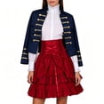 thumbnail image 4 of Sexlip Women Stand Collar Military Style Blazer Jacket Double Row Gold Stripe Button Decor Cropped Long Sleeve Costume Outer Coat For Party Stage Blue S, 4 of 6