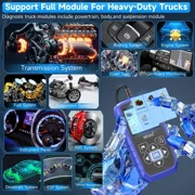 NEXAS Heavy Duty Truck OBD2 Scanner 2 in 1 Full System Diesel HD OBD Diagnostic Code Reader with Live Data Battery Monitor