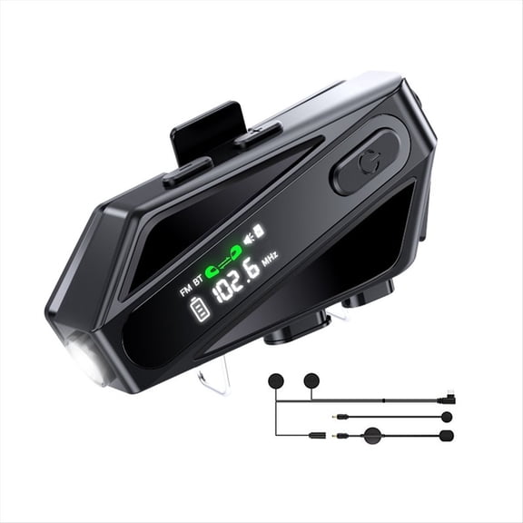 Motorcycle Helmet Bluetooth Headset with 2 Type Mics, Intercom/Hands-Free Call/Music/Waterproof/Noise Cancellation,1 x Motorcycle Helmet Headset 2 x Mics,Black