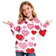 thumbnail image 3 of Tops de Hombro Frío para Niñas Manga Larga Sudadera con Capucha Estampado de Corazón Sudadera Casual de San Valentín, 3 of 6