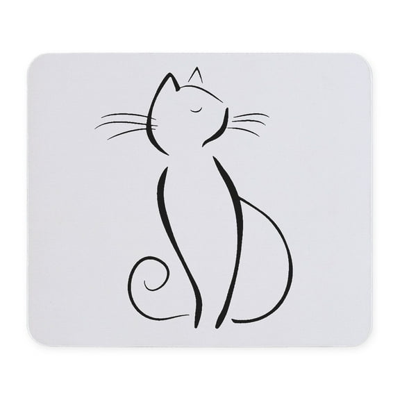 CafePress - Line Drawn Black Cat Mousepad - Non-slip Rubber Mousepad, Gaming Mouse Pad
