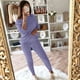 thumbnail image 4 of Conjunto de traje de suéter con pantalones largos de dos piezas de punto de cable de manga larga con hombros descubiertos de color sólido para mujer Fridja  hfkajh99500, 4 of 6