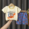 thumbnail image 2 of UAYOTSE Cute Fashion Toddler Kids Pajamas Set Short Sleeve T-Shirt & Loose Shorts Unisex Dailywear Sleepwear Homewear for Spring Summer Outings,Sizes 4-5 Years, 2 of 4