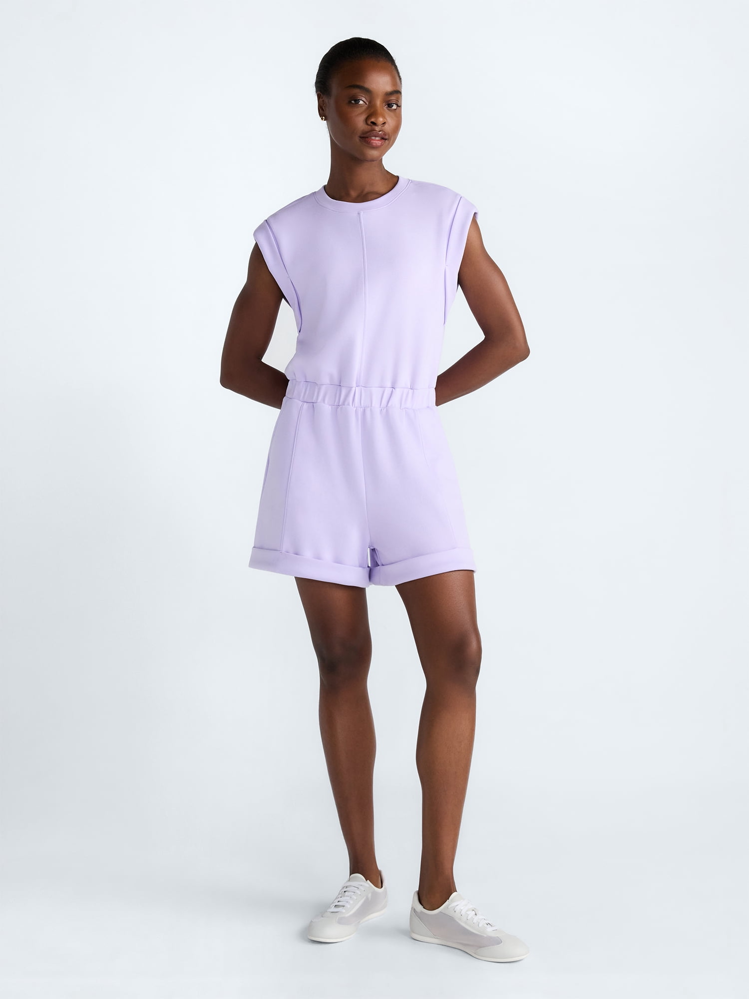 Scoop Women's and Women's Plus Scubaknit Crewneck Romper, Sizes XS-4X