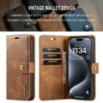 thumbnail image 3 of Dteck Case for iPhone 15 Pro Max Wallet 2 in 1 Magnetic Detachable Folio Flip Leather Case for Men Women,Brown, 3 of 6
