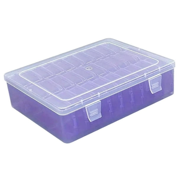 Caja organizadora de joyas transparente, multifuncional, con 30 compartimentos para manualidades. Púrpura