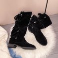 thumbnail image 6 of Wavsuf Cowgirl Boots for Girls Flock with Zipper Slip Resistant Oversized Knee High Winter Black Shoes Size 40, 6 of 8