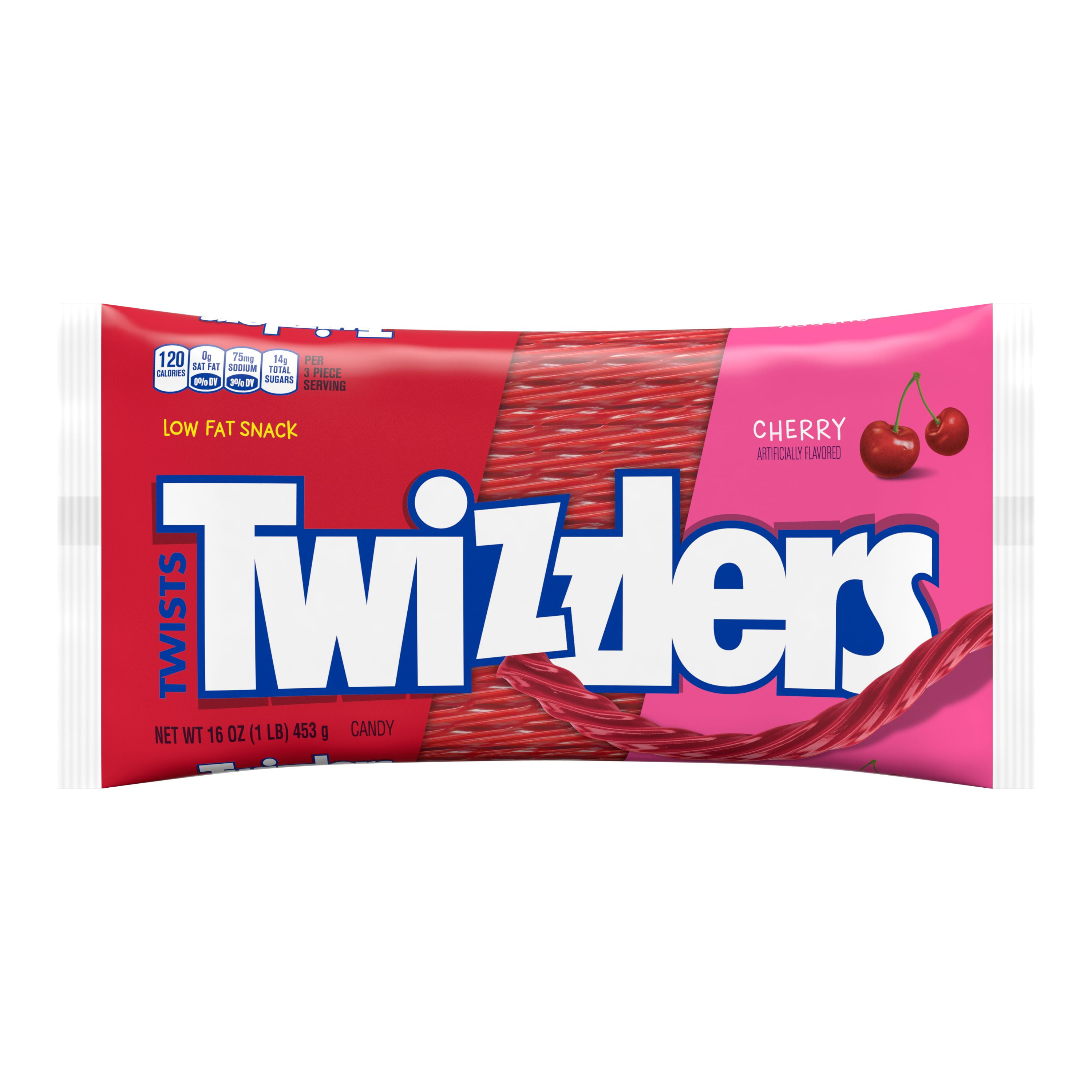 TWIZZLERS, Twists Cherry Flavored Chewy Candy, Low Fat, 16 oz, Bag
