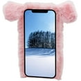 thumbnail image 3 of Plush Case Compatible with Samsung Galaxy A34 5G 3D Ear Fluffy Piggy Case for Kids Girls Women,Cute Faux Rabbit Fur Furry Warm Fuzzy Shockproof Back Cover, 3 of 8