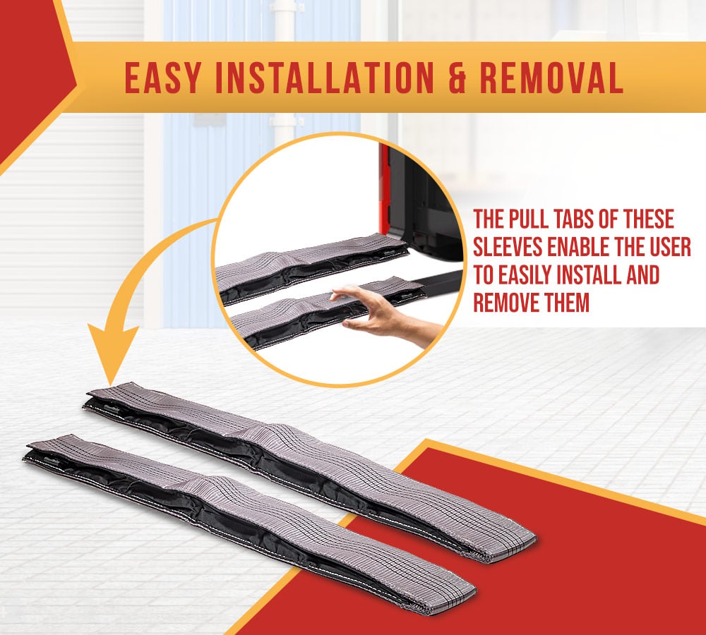 thumbnail image 5 of 43" x 4" Nylon Gray Forklift Fork Sleeves with 2 mm Woven Core for Protects Products and Materials from Scratching, Rubbing and Sharp Fork Tips - 1Pair, 5 of 9
