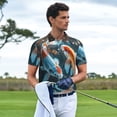 thumbnail image 3 of Balery Cute Koi Fish Serenity Camisa Polo de Hombre con Estampado, de Manga Corta y Tejido Medio, Camisa Tipo Golf Polo-Large, 3 of 6